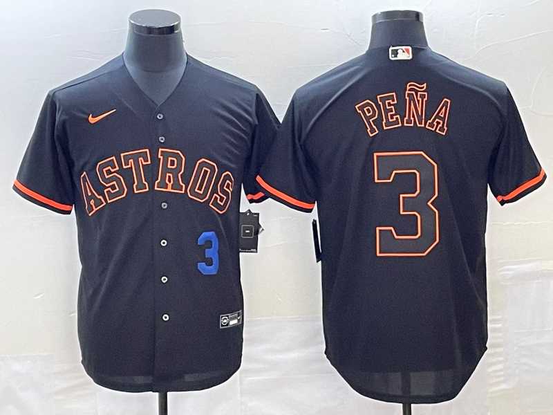 Mens Houston Astros #3 Jeremy Pena Number Lights Out Black Fashion MLB Cool Base Nike Jerseys